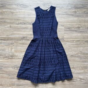 Lark & Ro Navy Textured Midi Dress